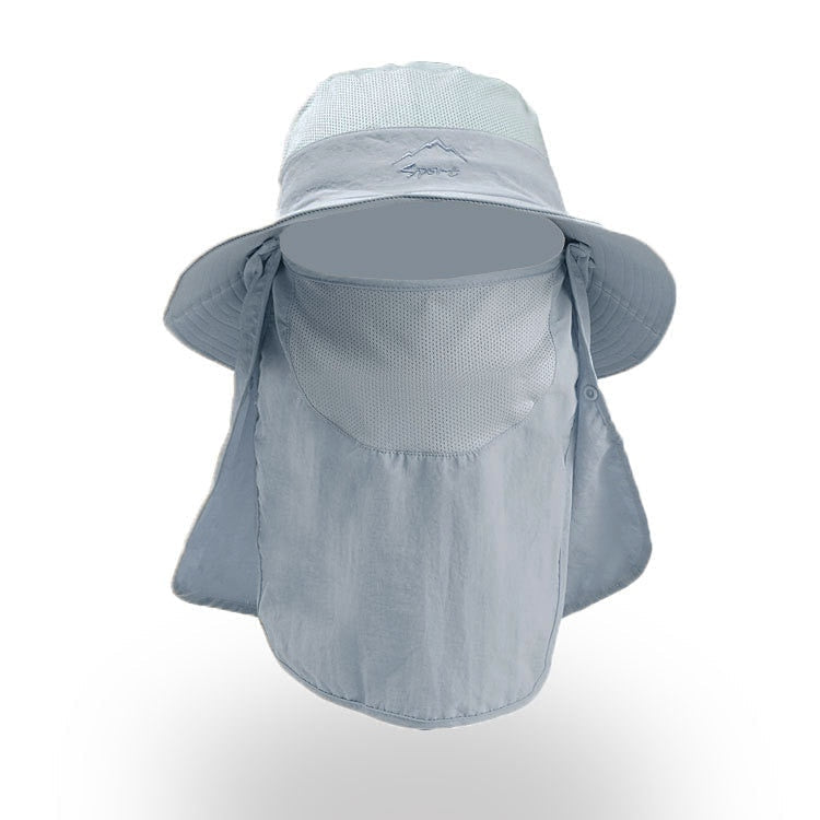 Comfortabele vissershoed unisex met nekflap en gezichtsmasker, ideaal voor lange wandelingen.