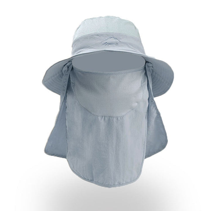 Comfortabele vissershoed unisex met nekflap en gezichtsmasker, ideaal voor lange wandelingen.