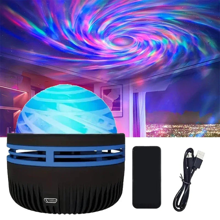 Kalmerende noorderlicht projector voor ontspanning, creëert een serene sfeer met zachte LED verlichting in huis.