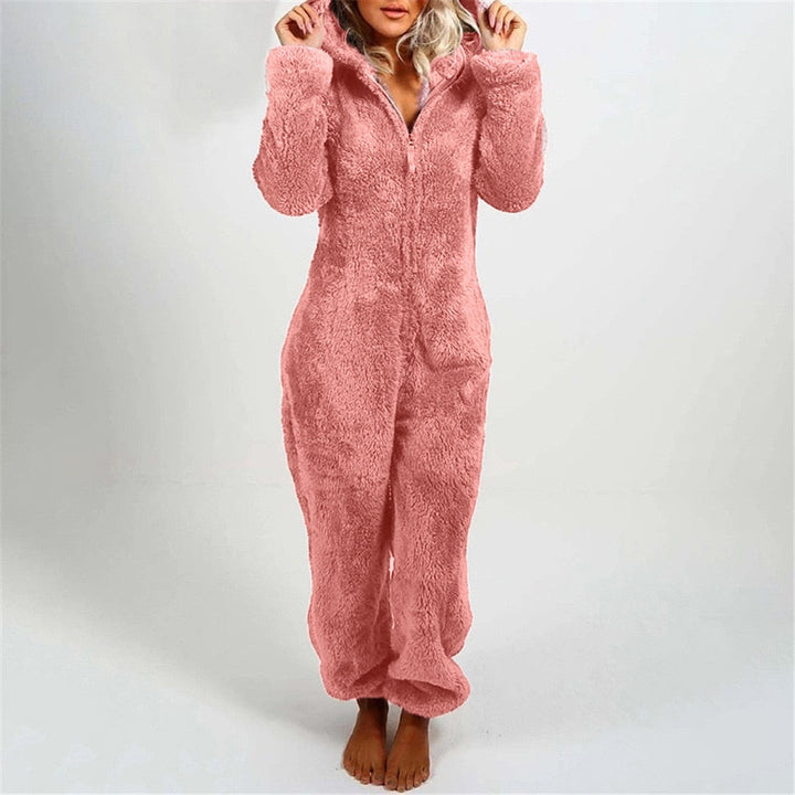 Comfortabele Harriet dames onesie, stijlvol huispak in zachte stof, ideaal voor loungewear en thuiswerken.