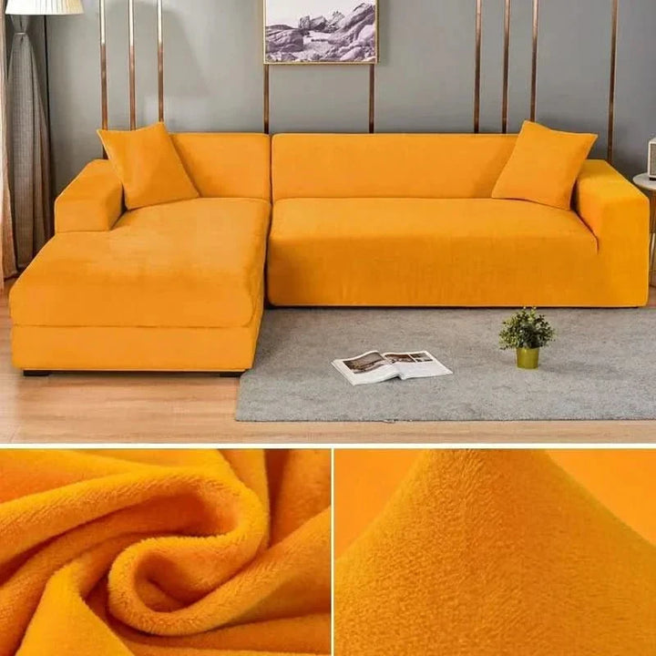 Antislip velours bankhoes, perfecte pasvorm door stretch, luxe uitstraling.