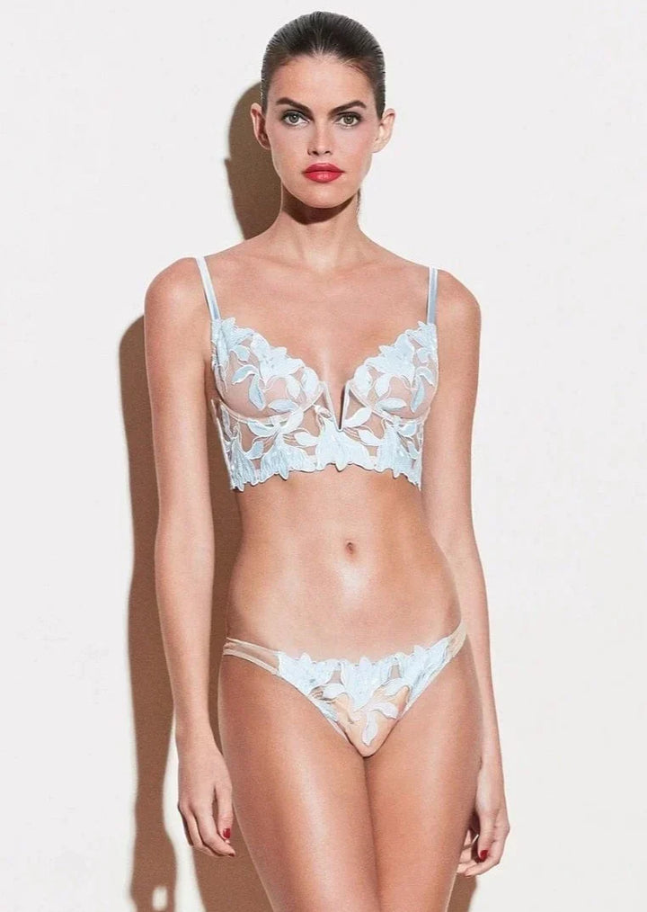 Comfortabele push-up bh en kanten slip. Sexy Franse lingerie set, perfect dames ondergoed met elegant kant.