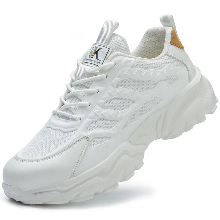 Stabiele hielondersteuning van Rocco heren werkschoenen, essentieel voor comfort en veiligheid tijdens het werk.