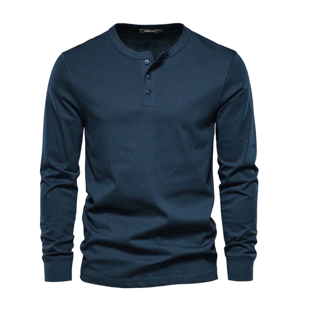 Casual heren Henley T-shirt lange mouwen, perfect voor dagelijks gebruik en een ontspannen look.