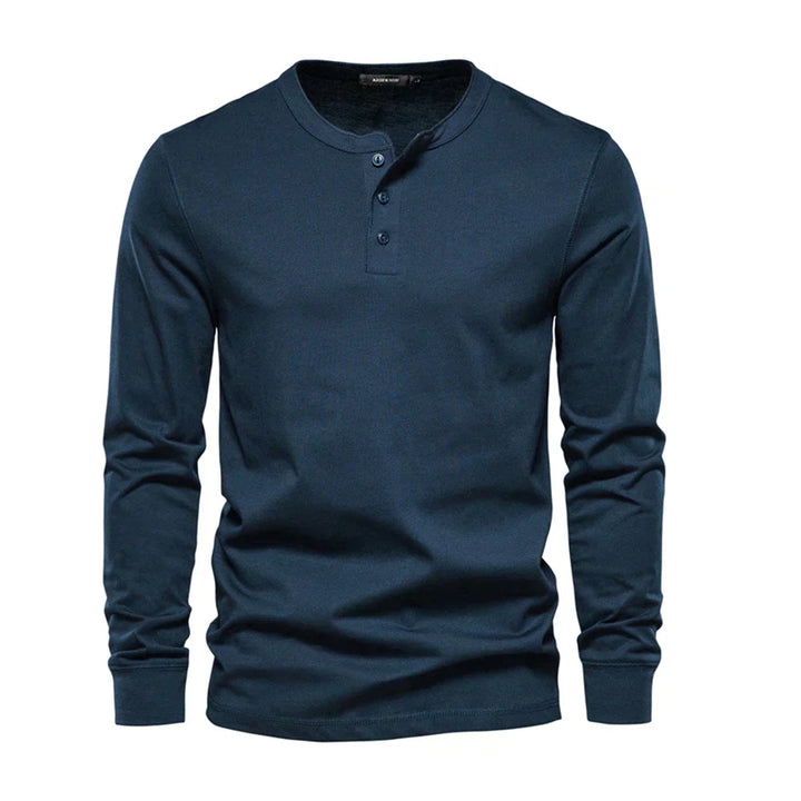 Casual heren Henley T-shirt lange mouwen, perfect voor dagelijks gebruik en een ontspannen look.