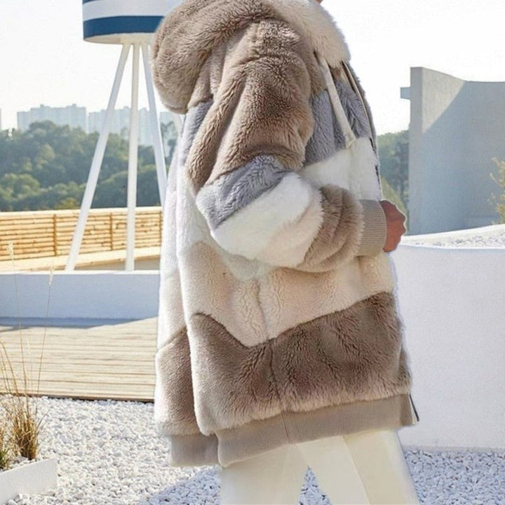 Warm dames pluche vest met capuchon, zacht en comfortabel fleece.