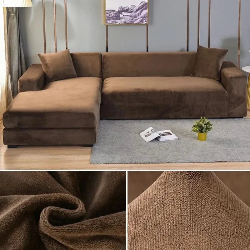 Machinewasbare velours sofahoes, makkelijk te onderhouden, comfortabel.