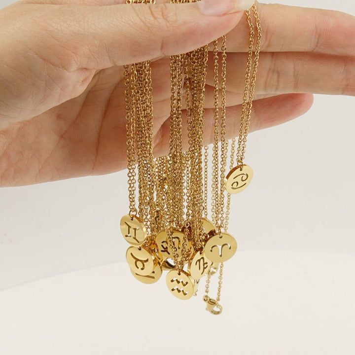 Rose gouden astrologie ketting, perfect persoonlijk cadeau, roestvrij staal, blijft mooi.