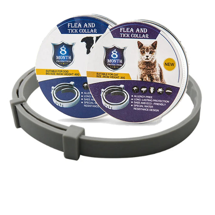 Veilige vlooien- en tekenhalsband voor katten, 8 maanden betrouwbare bescherming tegen parasieten.