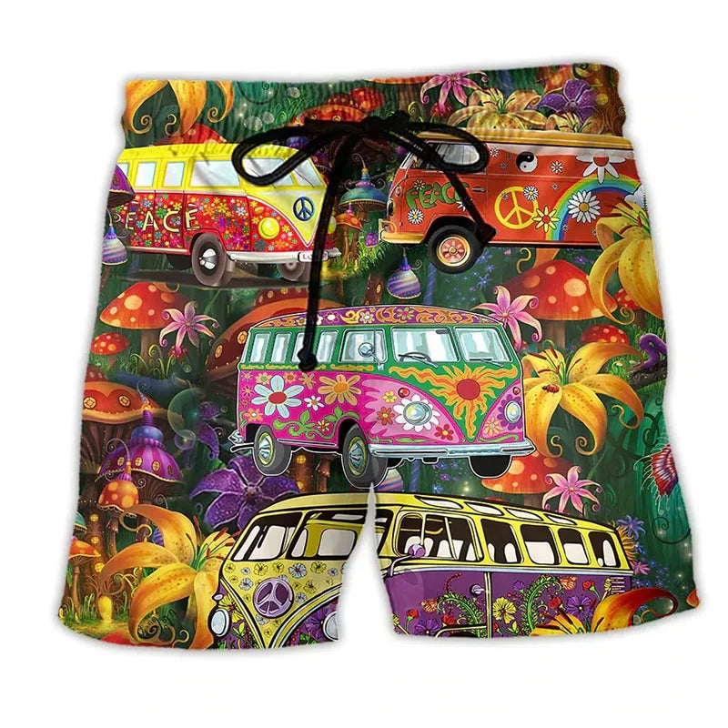 Heren zwembroek met levendige graffiti-print, ideaal voor strand en zwembad. Sneldrogend polyester.