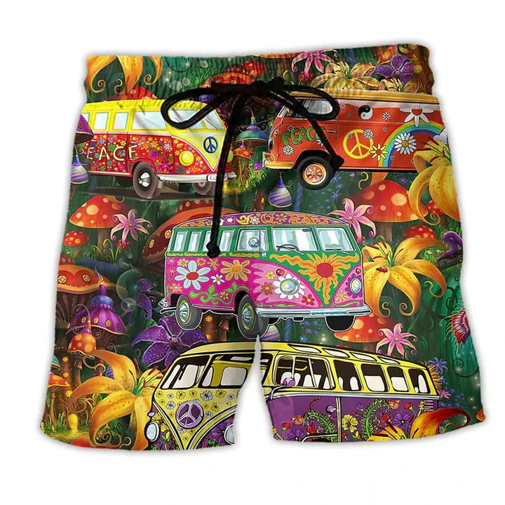 Heren zwembroek met levendige graffiti-print, ideaal voor strand en zwembad. Sneldrogend polyester.