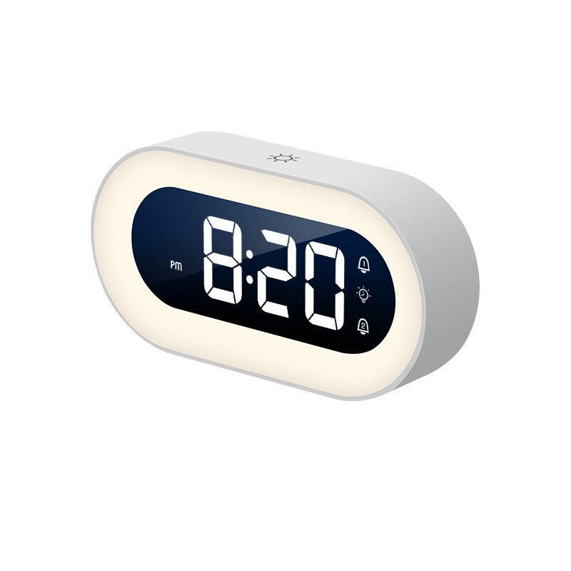 Stijlvolle digitale wekker van ABS met helder LED display, nachtlampje en diverse wekgeluiden voor een frisse start.