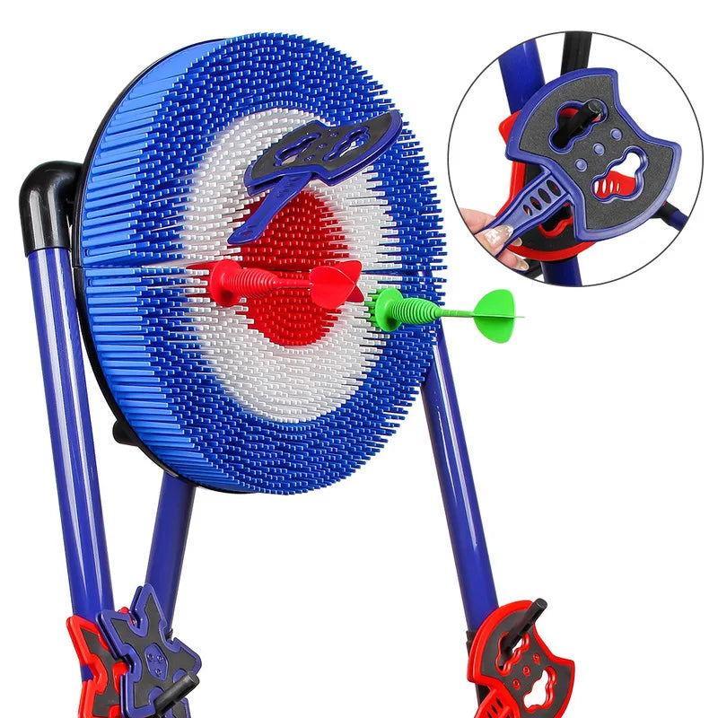 Magnetisch dartbord voor kinderen met stevige standaard, eenvoudig op te zetten.