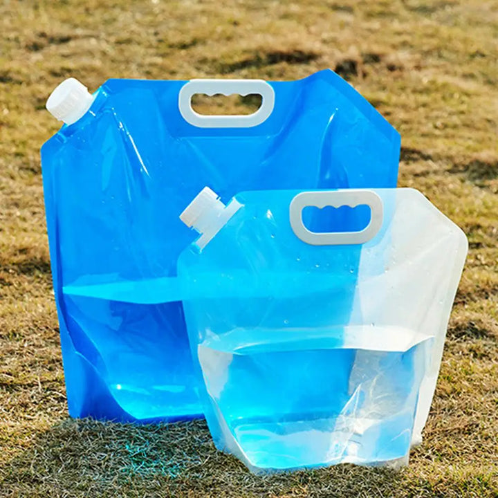 Opvouwbare waterzak (5L/10L) voor camping en buitenleven, handig voor drinkwateropslag.