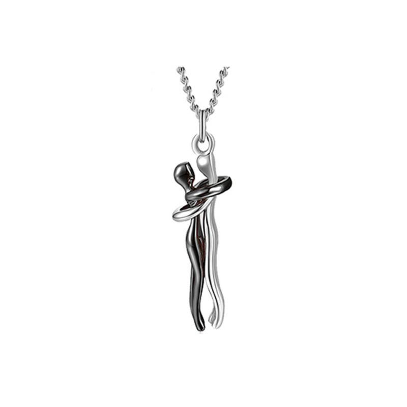 Unieke Omhelzing ketting, unisex design van RVS, perfect als Valentijnsdag cadeau voor geliefden.