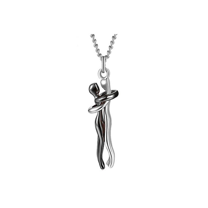Unieke Omhelzing ketting, unisex design van RVS, perfect als Valentijnsdag cadeau voor geliefden.