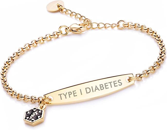 Veilige medische ID armband voor type 1 & 2 diabetes patiënten, verstelbaar voor heren & dames.