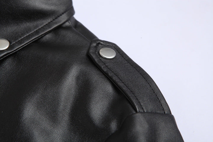 Slim fit heren motorjas Ryder van echt leer. Zwarte bikerjas met opstaande kraag voor modebewuste mannen.
