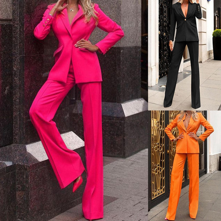 SylviasPakje: een elegant damespak, perfecte combinatie van een trendy blazer en bijpassende broek.