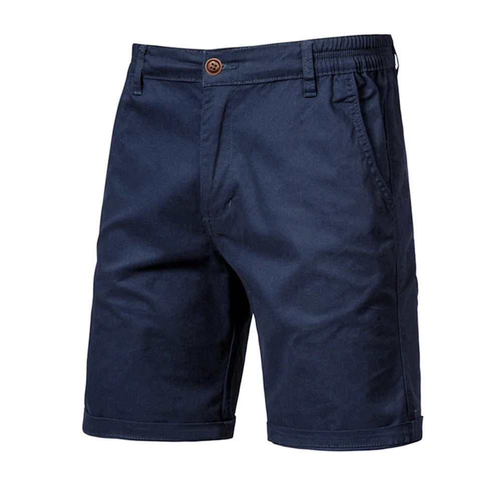 Stijlvolle heren chino short met elastische taille voor ultiem comfort. Perfecte pasvorm voor lente en zomer.