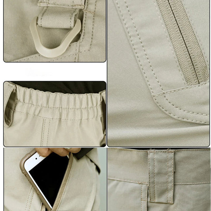 Veelzijdige heren shorts met tactische kenmerken en cargo stijl, perfect voor comfort en functionaliteit buiten.