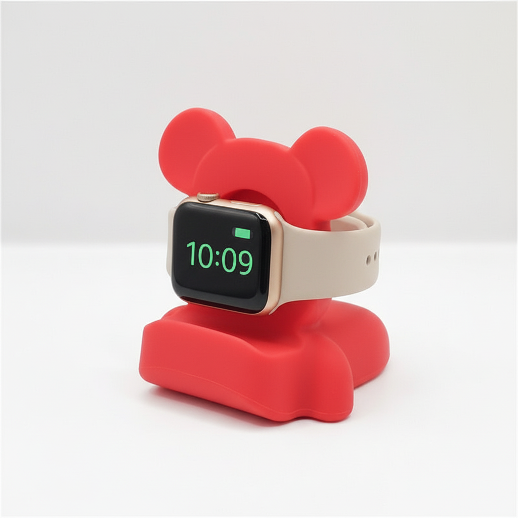 Duurzame BearStand oplaadstandaard voor Apple Watch; siliconen accessoire voor bureau/nachtkastje.