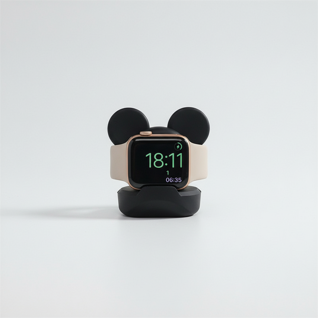 Leuke BearStand siliconen oplader voor Apple Watch met uniek berenontwerp, praktisch en decoratief.