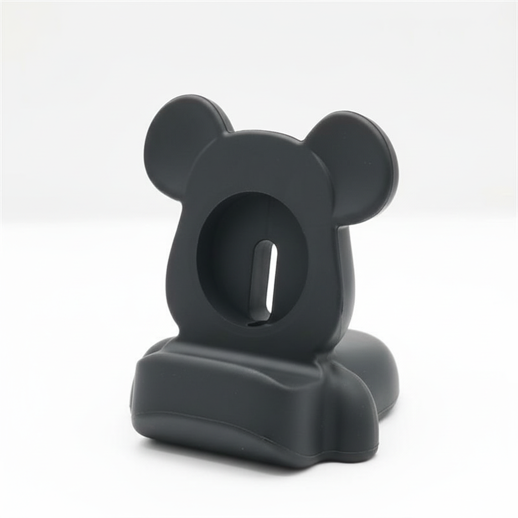 Kleurrijke BearStand siliconen houder, stijlvol op nachtkastje, speciaal voor jouw Apple Watch.