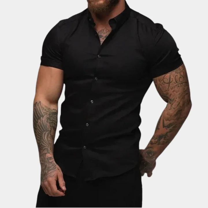 Stijlvol Hoymans heren overhemd, effen. Comfortabele herenmode voor casual, formeel en zakelijk gebruik.