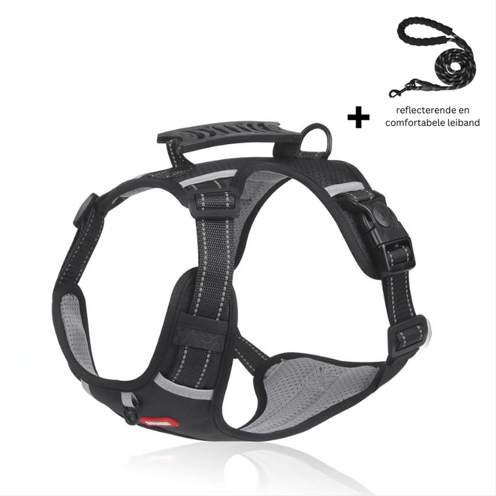 Geniet van zorgeloze wandelingen met dit reflecterende anti-trek hondenharnas; comfortabel en veilig voor je hond.