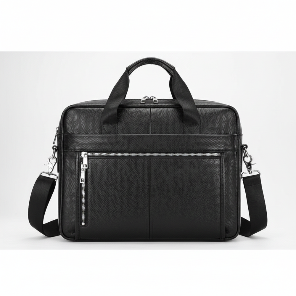Handgemaakte leren aktetas, ideaal als ruime laptoptas of zakelijke documententas voor werk.