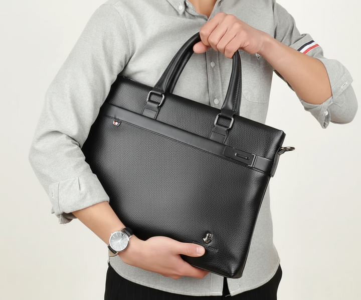 Stijlvolle leren laptoptas voor heren, perfect als werktas, schoudertas of messenger bag.