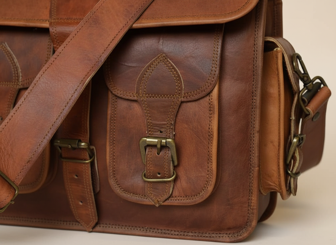 Veilige, georganiseerde unisex leren cameratas Skinner, perfect voor foto-uitrusting. Comfortabele handtas.