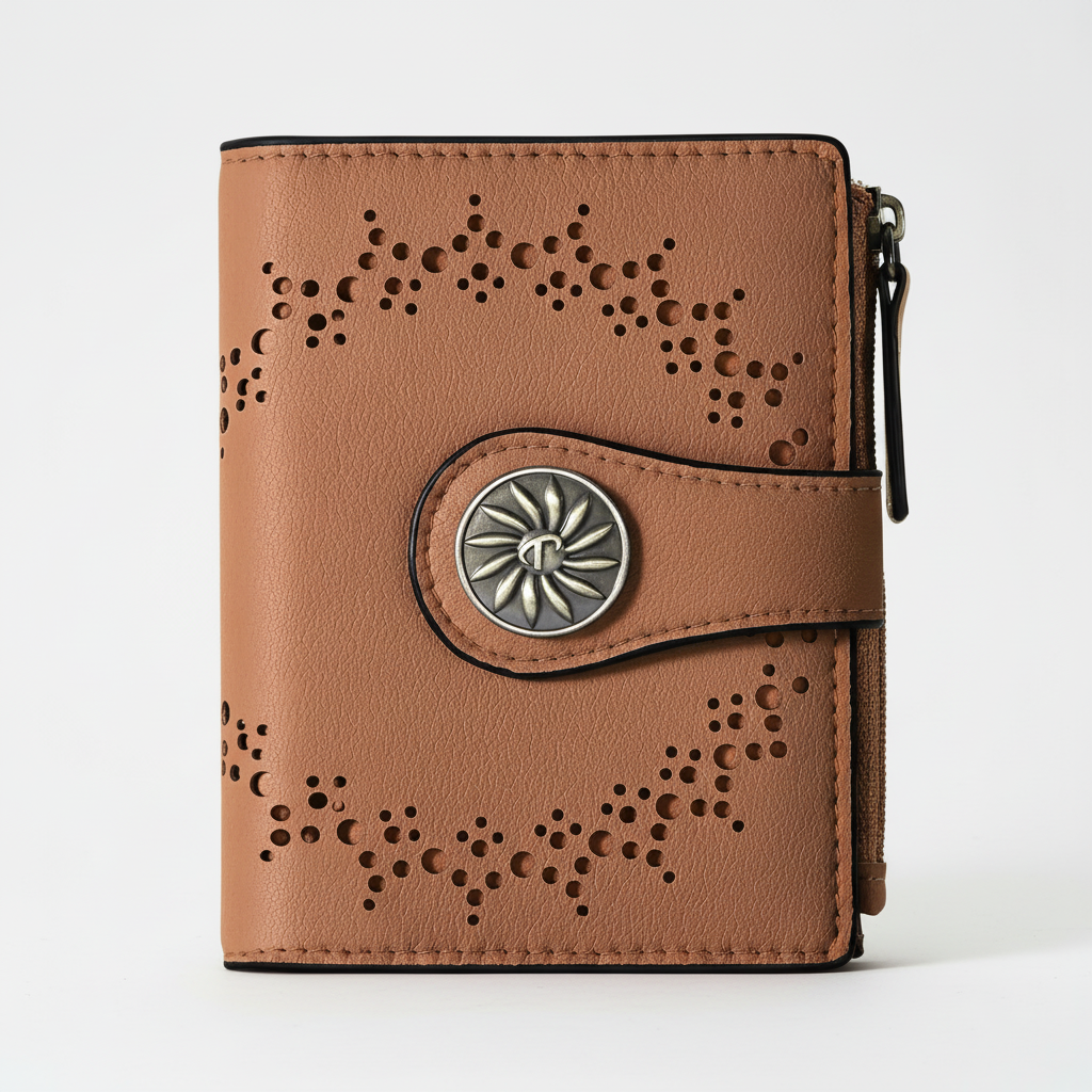 Luxe leren portemonnee met RFID-bescherming, beschikbaar in verschillende trendy kleuren.