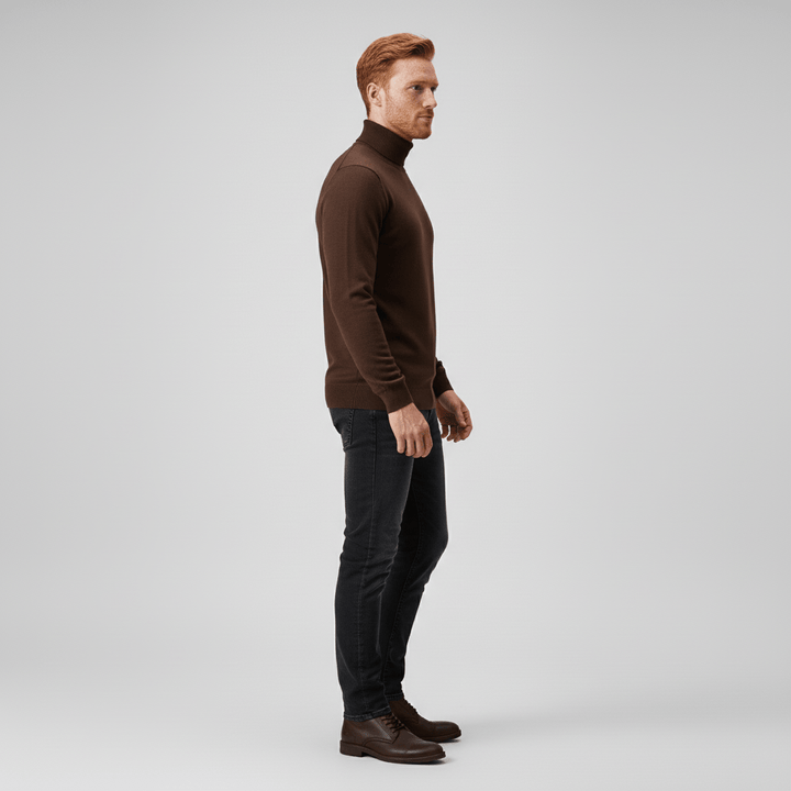 Tijdloze slim-fit coltrui voor heren. Essentiële warme herentrui voor een elegante en veelzijdige look.