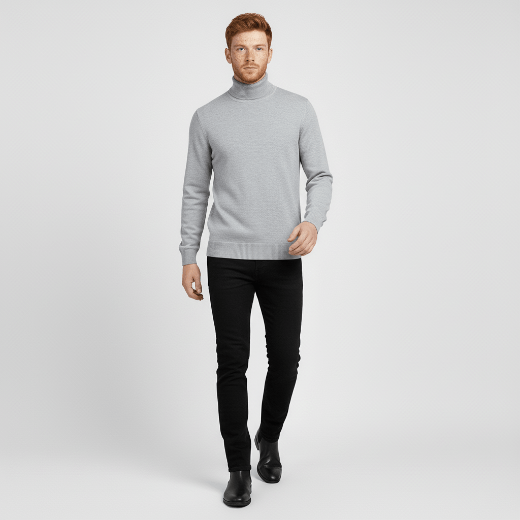 Warme herfst/winter coltrui slim-fit. Deze trendy herentrui biedt comfort en stijl voor elke gelegenheid.