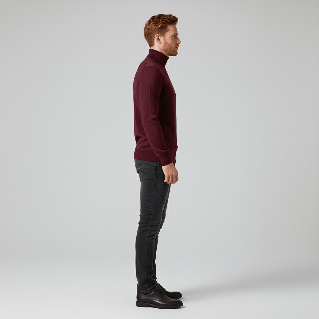 Basic slim-fit coltrui heren. Veelzijdige trui, perfect voor een stijlvolle en warme herenkleding outfit.