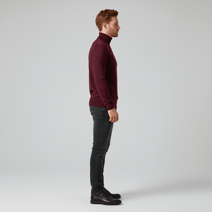 Basic slim-fit coltrui heren. Veelzijdige trui, perfect voor een stijlvolle en warme herenkleding outfit.