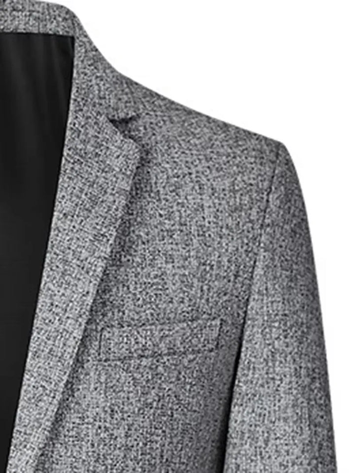 Zakelijke slim-fit herenblazer, met klassiek notch revers, kreukvrij en klaar voor lente/herfst.