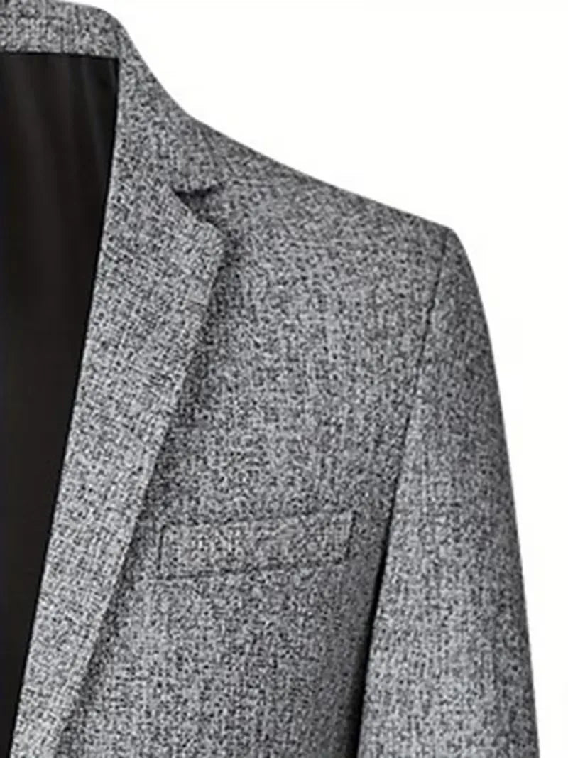 Stijlvolle zakelijke herenblazer, slim-fit model met klassiek notch revers, veelzijdig en kreukvrij.