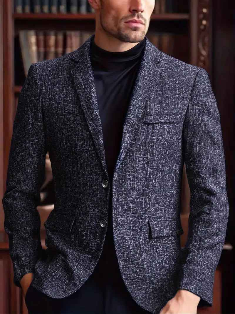 Kreukvrije slimfit herenblazer, met een modern notch revers, voor een scherpe en professionele uitstraling.