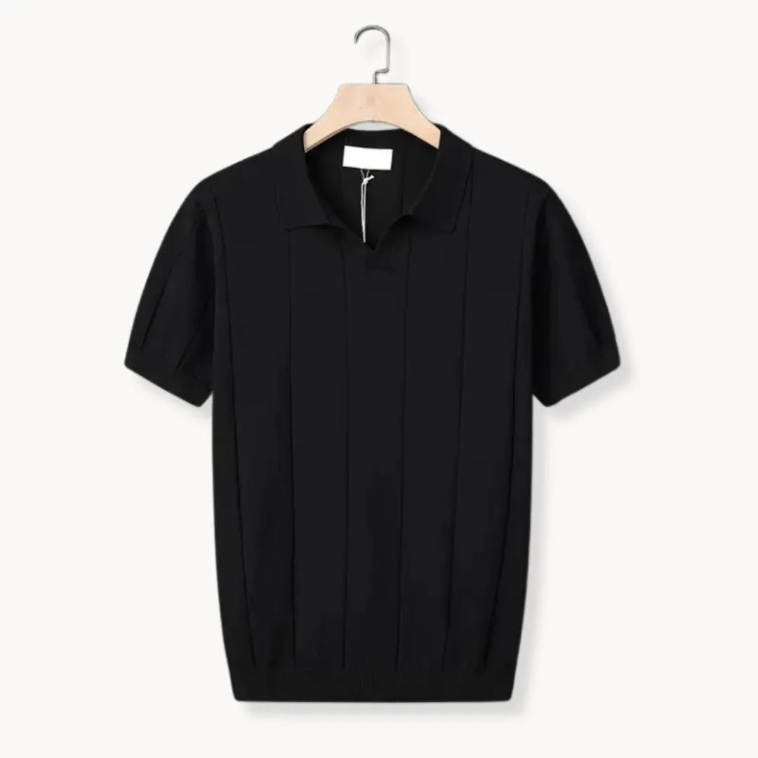 Elegante slim fit heren polo met korte mouwen en gebreide ribbels, voor een tijdloze stijl.