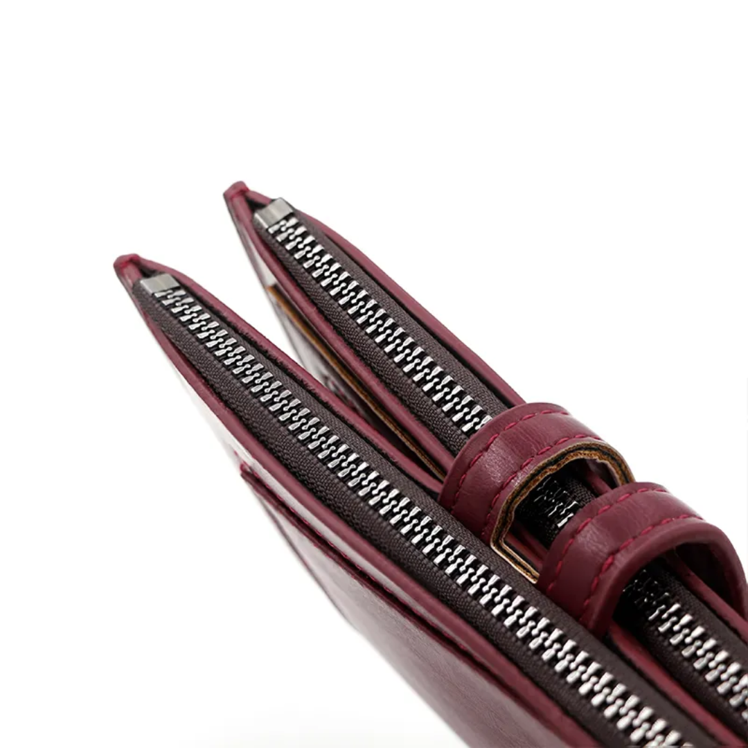 Unisex lange leren portemonnee voor al je pasjes, biljetten en munten, compact en stijlvol.