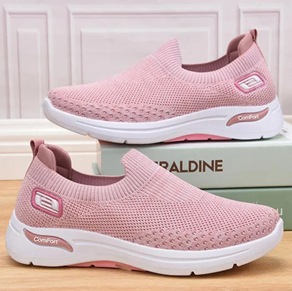 Roze dames sneakers, ideaal als comfortschoenen met zachte demping en goede voetondersteuning.