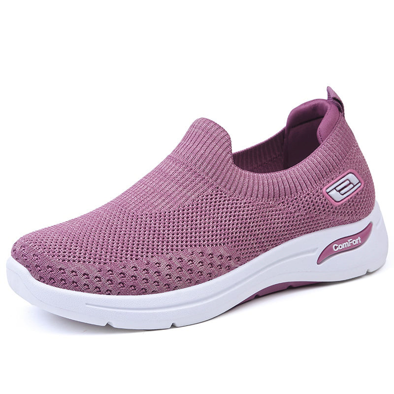 Grijze dames comfortschoenen, perfecte instappers met orthopedische voetondersteuning en demping.