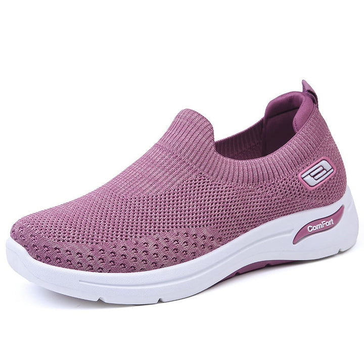 Grijze dames comfortschoenen, perfecte instappers met orthopedische voetondersteuning en demping.