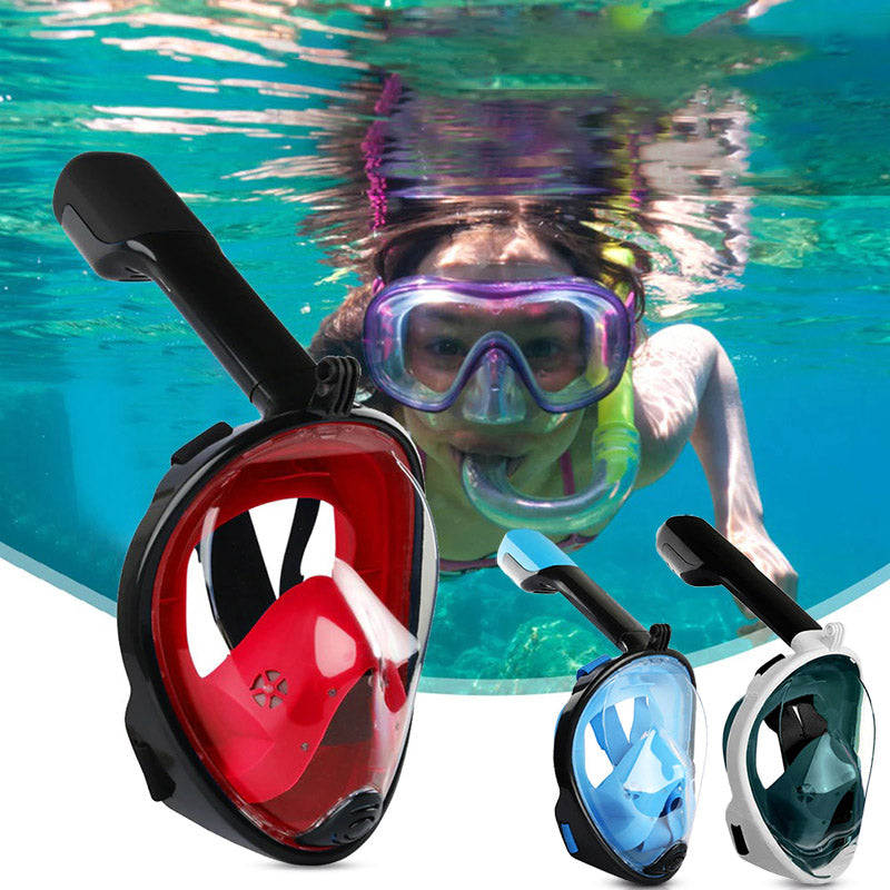 Close-up waterdicht snorkelmasker met siliconen rand. Ideaal voor comfortabel zwemmen en duiken.