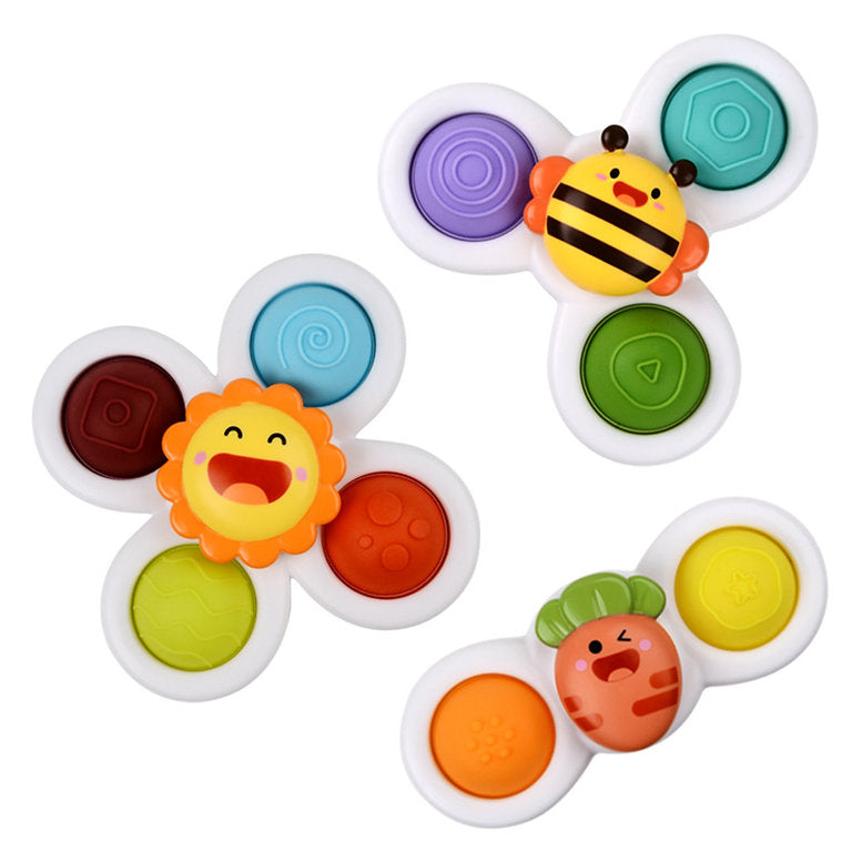 Multifunctioneel baby speelgoed: 3 spinners met zuignap, badspeelgoed, educatief en sensorisch.