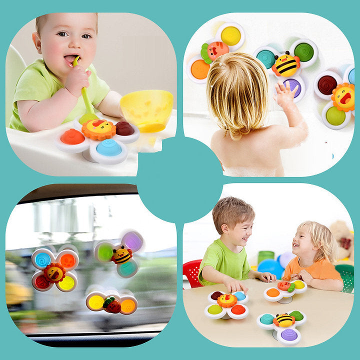 3-delige set educatief baby speelgoed, spinners met zuignap, perfect voor peuters en fijne motoriek.