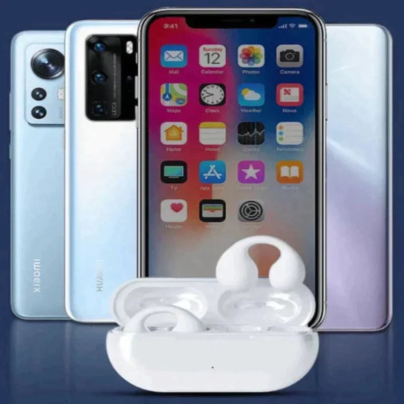Draadloze botgeleiding oordopjes voor muziek en handsfree bellen. Comfortabel en waterdicht.
